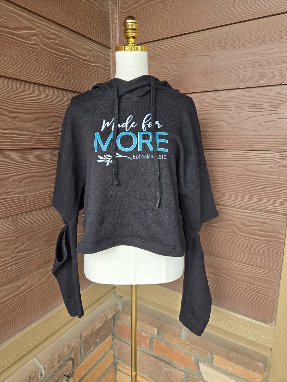 Teleo Made for MORE Black Hoodie – Elbow Cutouts – Size Medium